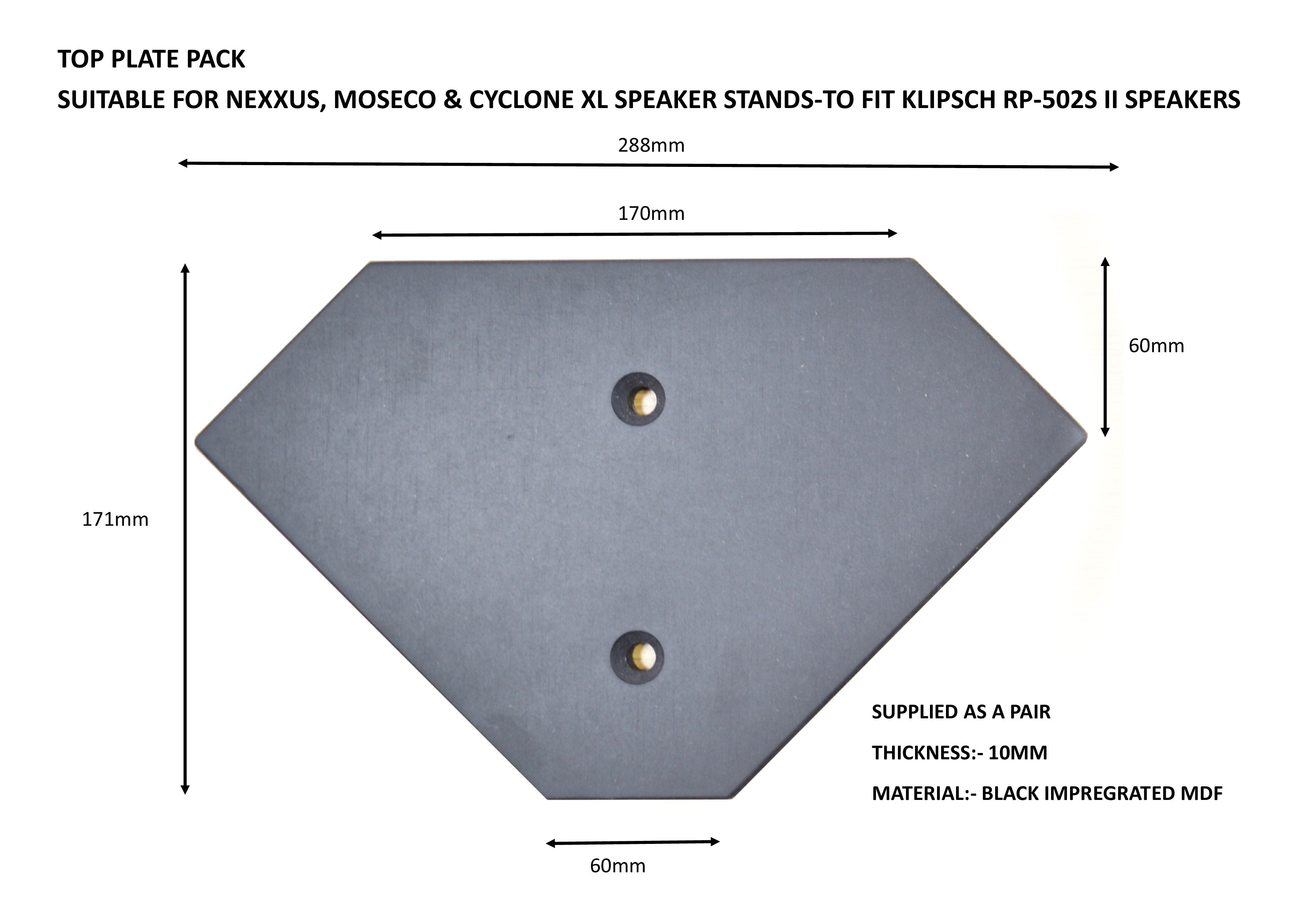 KLIPSH RP-502S-II Speaker Top Plate Pack (pair) To fit NeXXus & Moseco Series speaker stands.