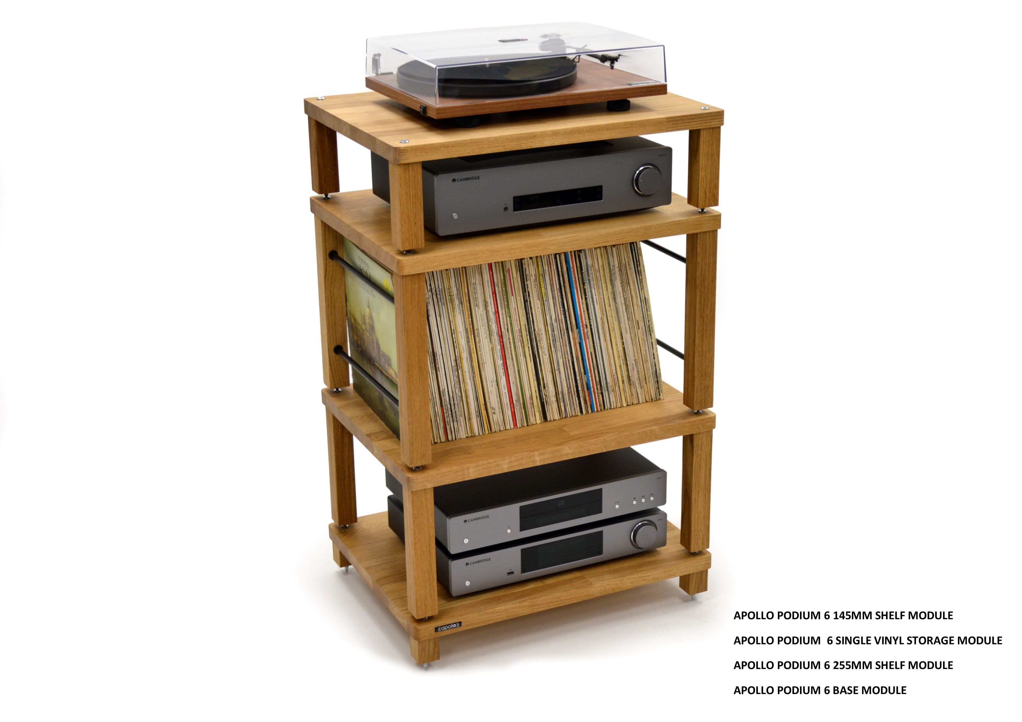 Apollo Podium 6 (Natural Oak Finish) Vinyl Storage module