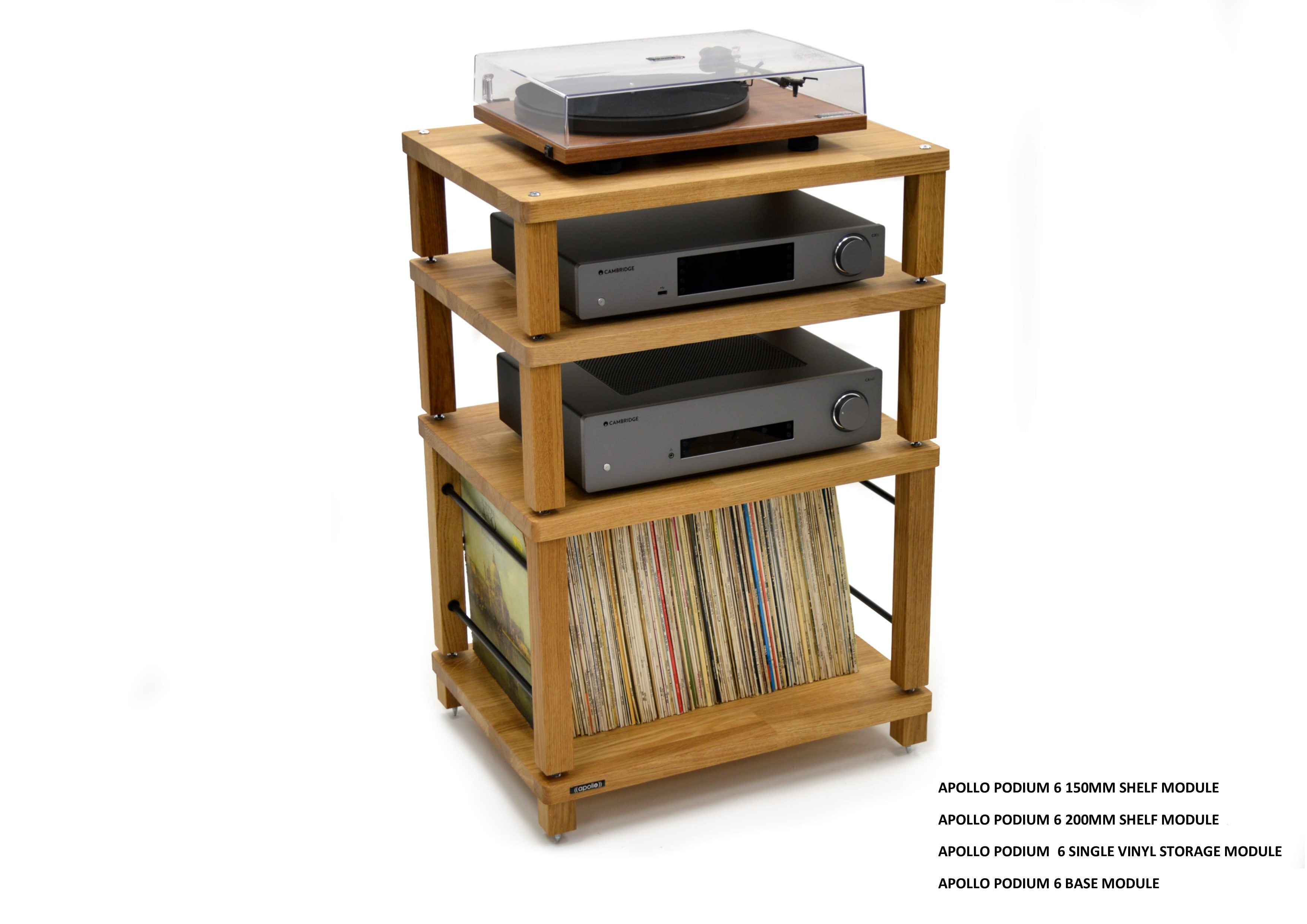 Apollo Podium 6 (Natural Oak Finish) Vinyl Storage module