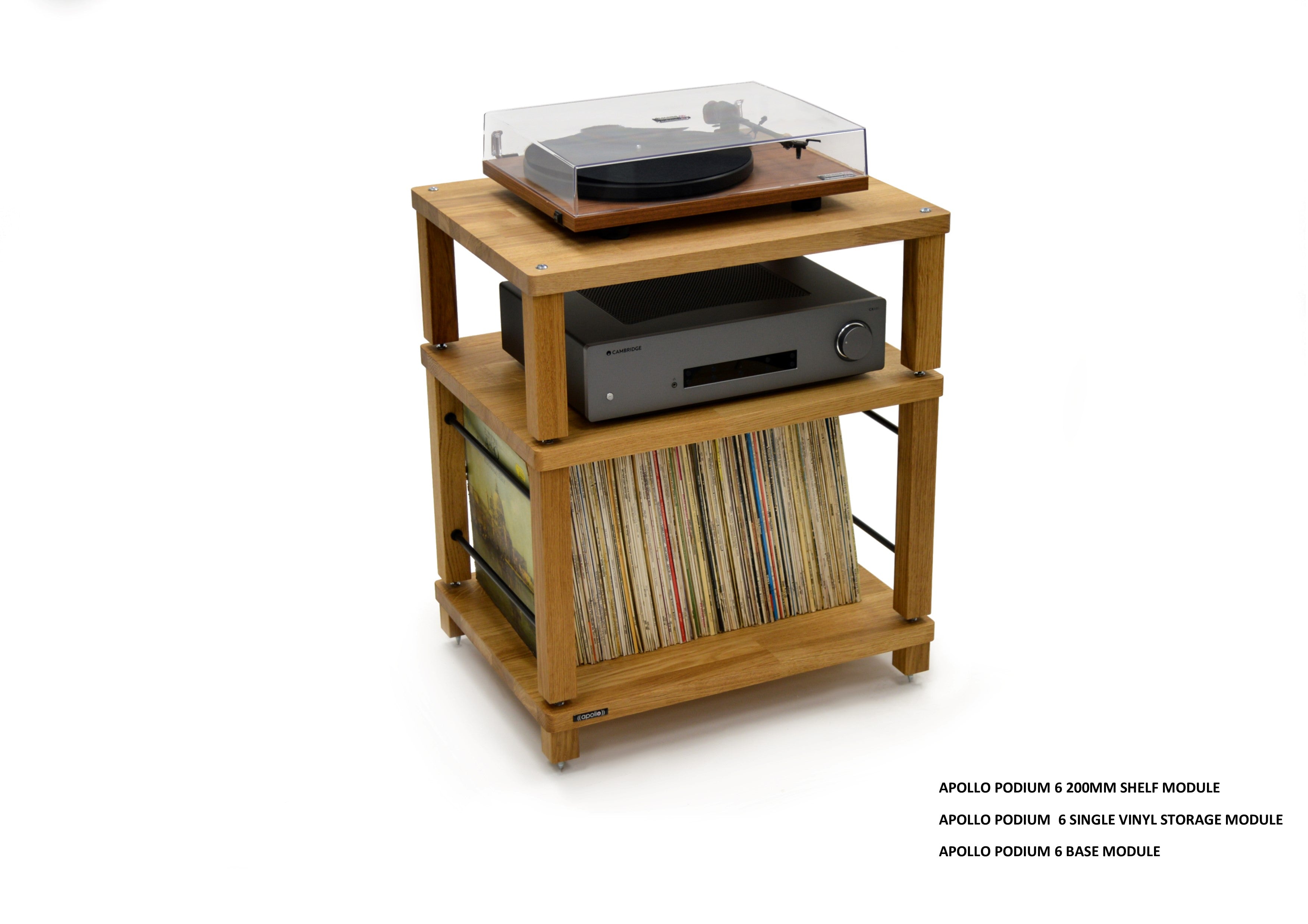 Apollo Podium 6 (Natural Oak Finish) Vinyl Storage module